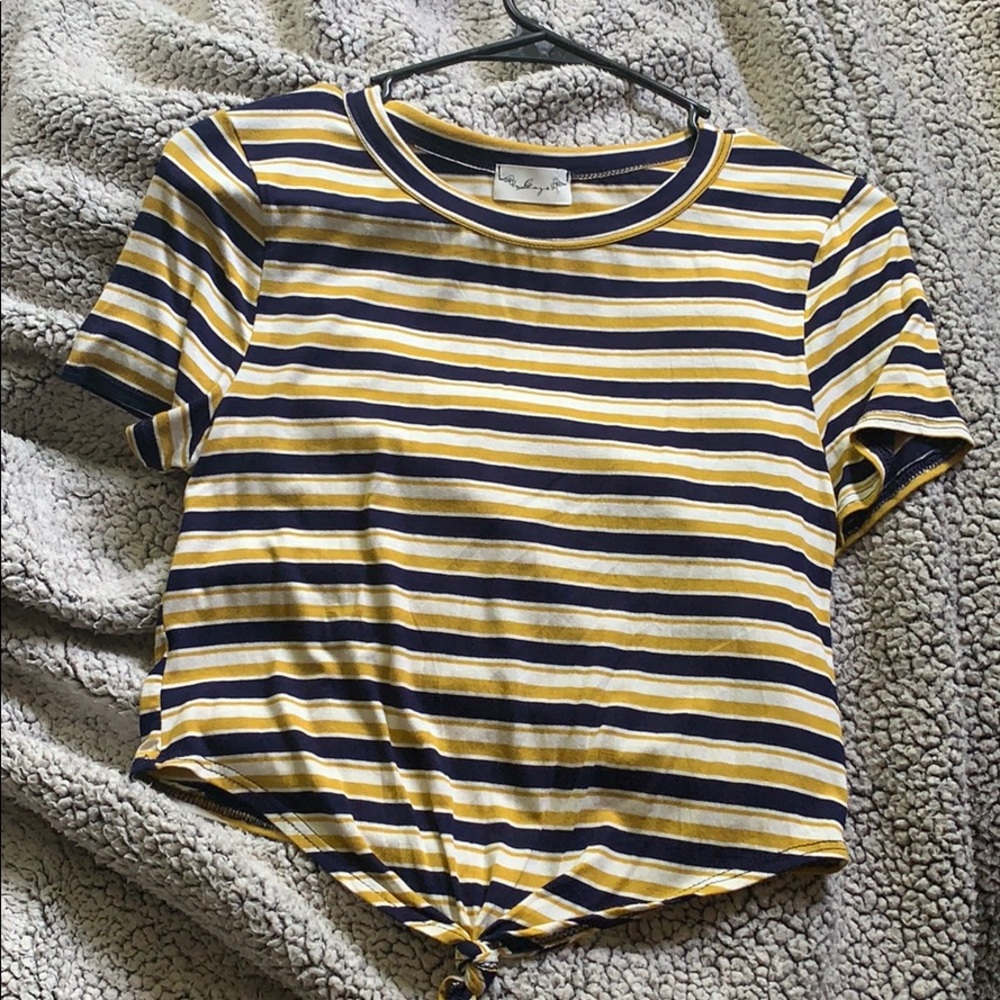 Knotted Striped Crop Top